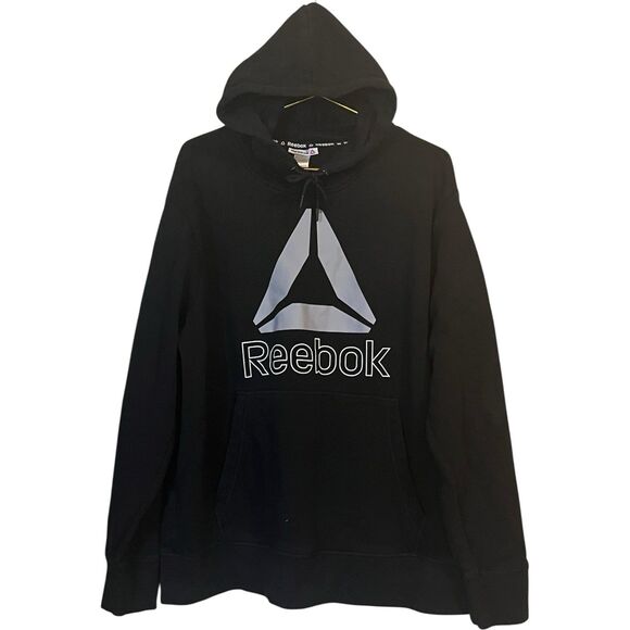 Reebok Other - Reebok 2XL Black Pullover Hoodie Big Logo Gym Streetwear Unisex